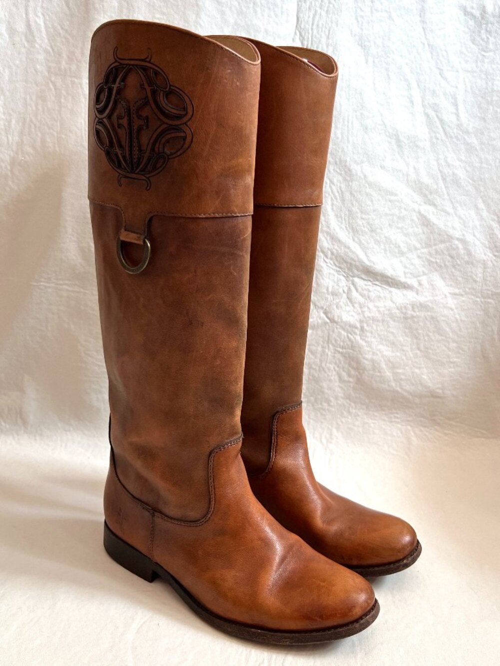 Frye boots knee high womens 6.5 Melissa Logo brown leather riding equestrian